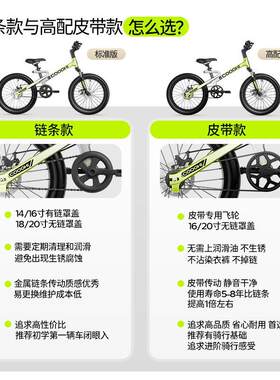 酷骑儿童自行车迅猛龙脚踏车女男孩20寸单车F1男童3-6岁小孩单车