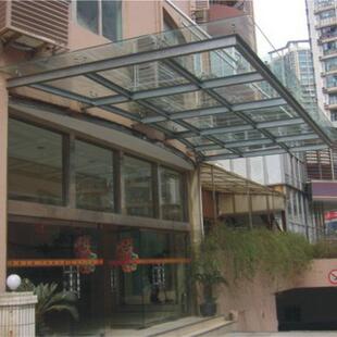厂家供应 钢结构雨棚 酒店商场大门门头玻璃雨棚
