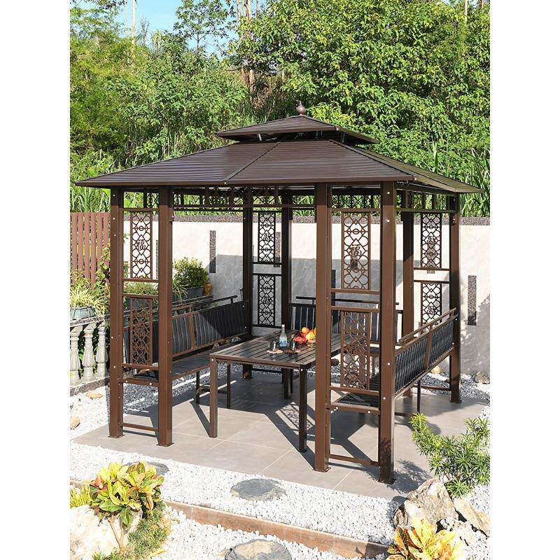 莫家户外凉亭别墅庭院花园院子中式亭子室外农家乐镀锌板遮阳棚