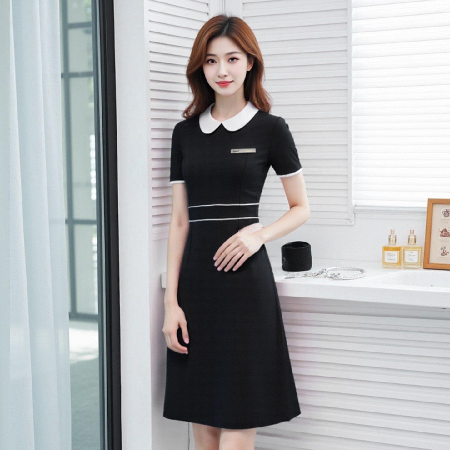 美容院酒店高端气质美发美甲纹绣前台顾问美容师工作服连衣裙女夏
