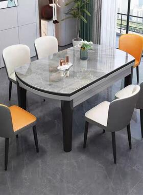 岩板吃餐桌椅组合缩型IVP折叠伸现代简约小户圆桌餐桌家用实木饭