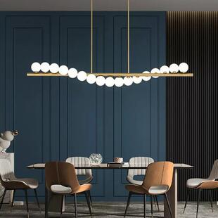 跨境餐厅吊灯全铜轻奢现代简约魔豆泡泡创意时尚 吧台长条饭厅灯具