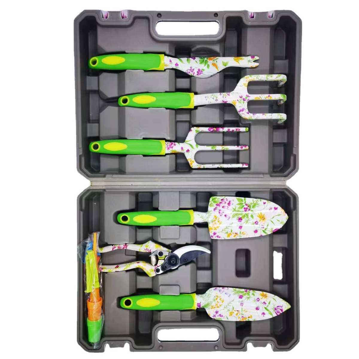 印花工具箱套装种花家用五金工具吹塑箱种菜铝合金剪刀铲子