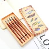 艺术字藏文木制蘸水笔黑檀木红木钢笔文艺复古美术绘画哥特字体笔