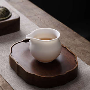 素烧羊脂玉瓷公道杯白瓷功夫茶具家用公杯分茶器茶海单个功道茶杯