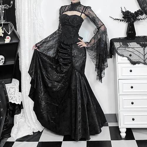 Hip hugging skirt with pleated fish tail skirt for women