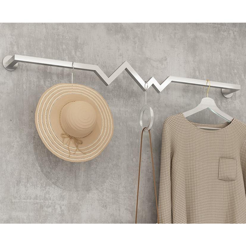 服装店上墙正无品牌/多挂字型挂衣拉架陈列架不锈钢丝管方正挂杆