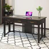 新中式 书桌全实木书法桌书画桌写字台书房书桌家用办公桌椅子组合