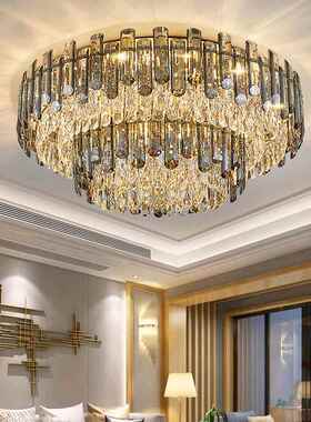 厅吸顶灯圆形水晶灯简约现代大气卧新室餐厅灯202客59622年款奢灯