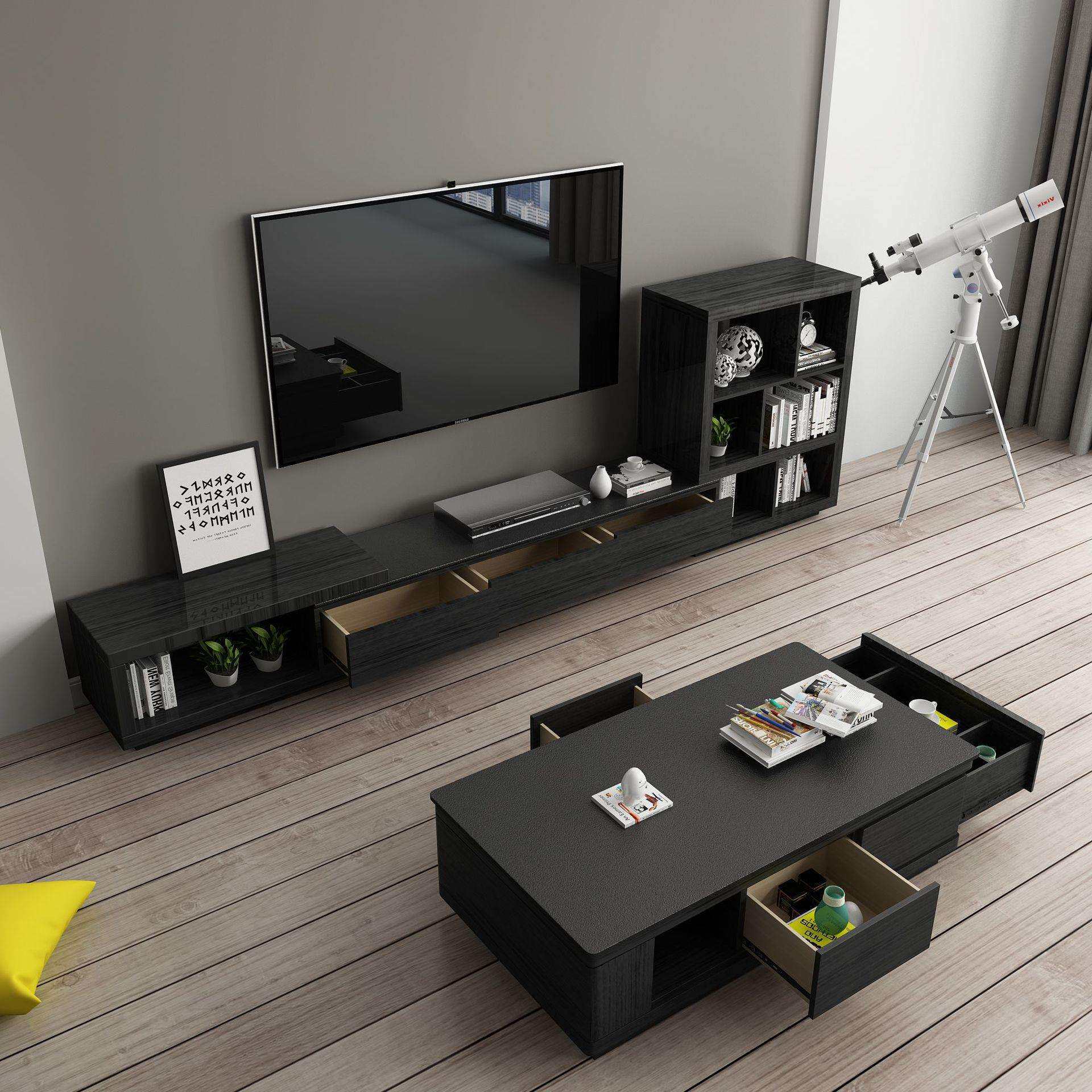 北欧火烧石茶几电视柜组合现代小户型客厅家用简约时尚大理石茶几