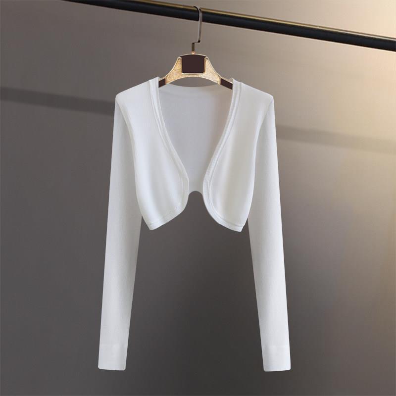 潮牌覆古针织开衫2025夏季修身长袖外搭配裙披肩短款空调防晒上衣