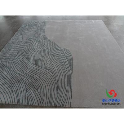 现代简约蓝色条705纹格中式宾客厅茶几沙发厅地毯大接待室子贵室