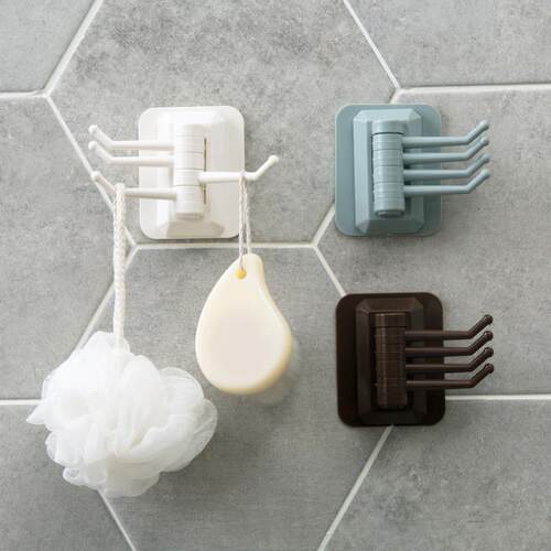 Rotating Hook Strong Adhesive Towel Rack, Bathroom Wall Stor