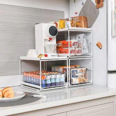 Bar Coffee Rack White Iron Coffee Capsule Storage Drawer