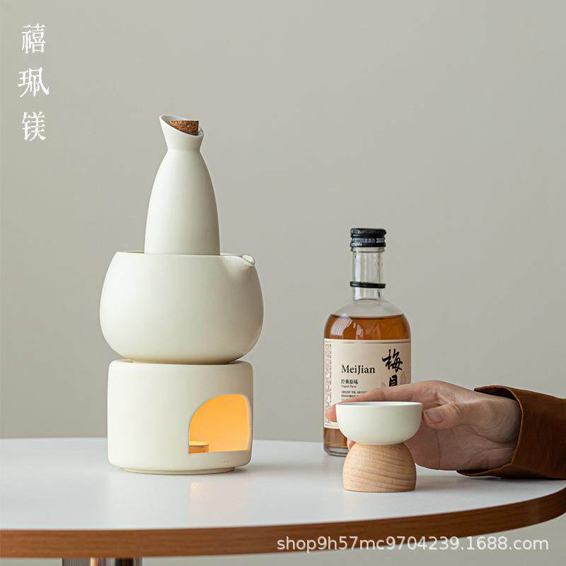 禧珮镁奶油黄温酒组合套组简约轻奢家用小型陶瓷酒具分酒器小酒壶