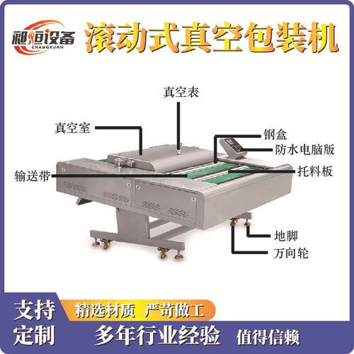 连续滚动式真空包装机年糕豆干腊肠猪蹄玉米鸡翅鱼皮粽子大米海参