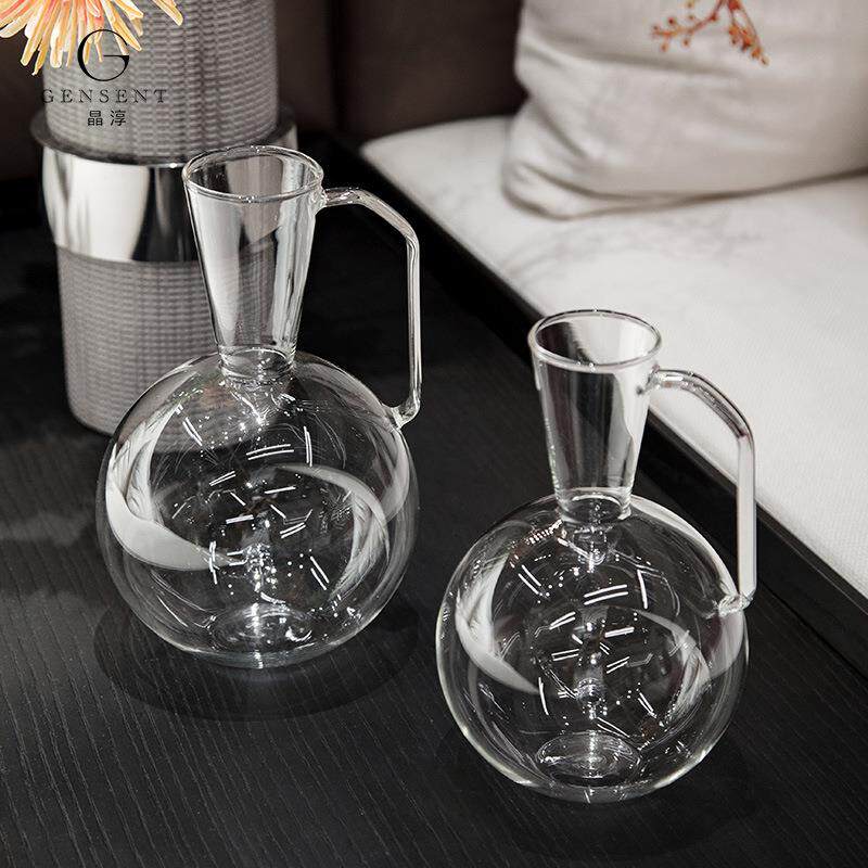 淳高硅玻璃壶透明水壶醒酒器插板花瓶多用装饰PX00456硼器晶皿样
