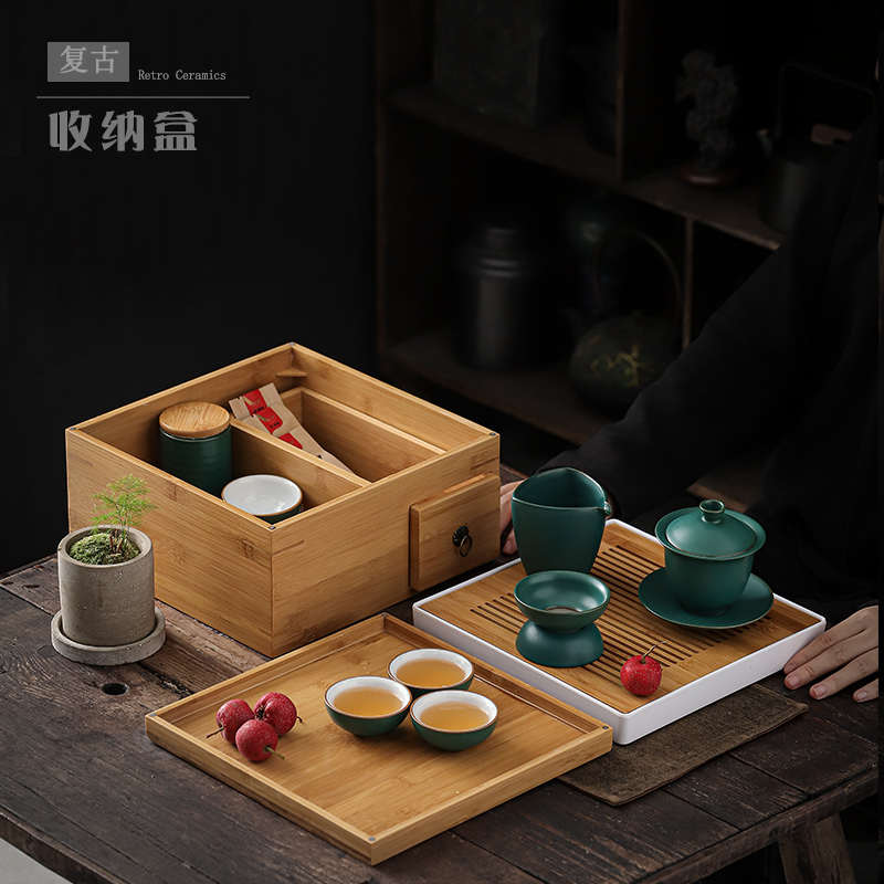 厂家直销茶具收纳盒竹盒功夫茶具配件茶杯茶壶竹制收纳箱批发