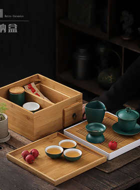 批发箱配件收纳功夫茶杯茶具茶具厂家直销茶壶竹盒竹制收纳盒