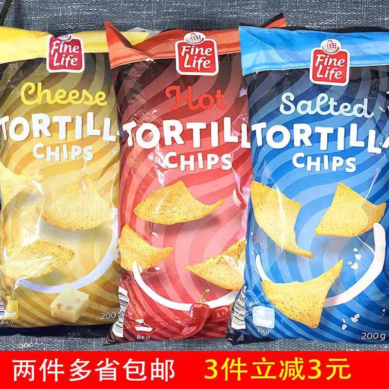 麦德龙比利时进口荟食FINE LIFE玉米片辣味原味奶酪味 200g