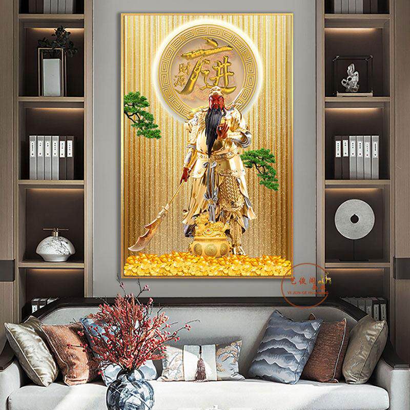 对新客户不打折。关公帝君像关羽财神装饰画入口挂画客厅背景墙