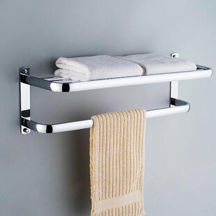 卫生间双层活动毛巾架浴巾架不锈钢置物架全铜五金挂件