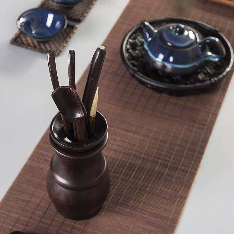 黑檀木茶道六君子套装功夫茶具配件大全泡茶工具茶针夹勺刀6君子
