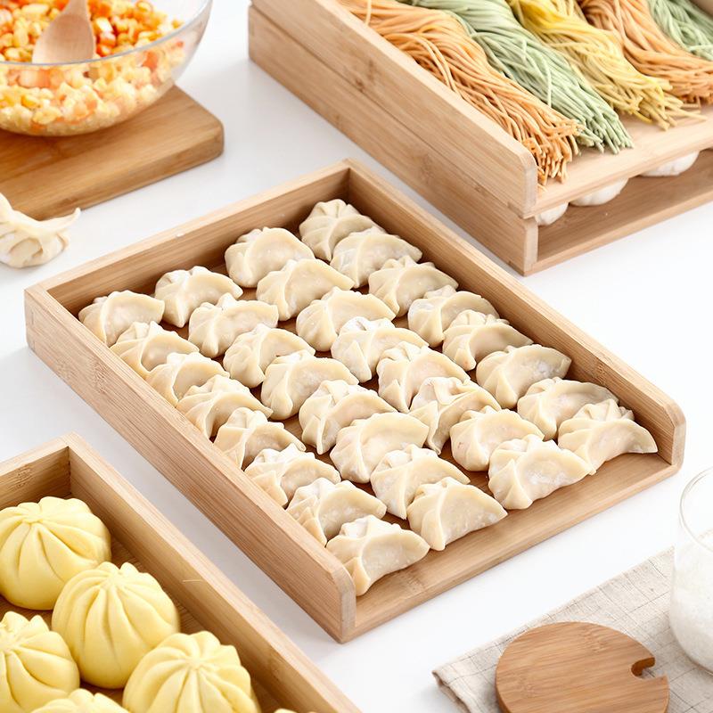 家用饺子托盘可叠加竹制饺子帘多层放包子水饺馄饨盘竹盖帘饺子盘