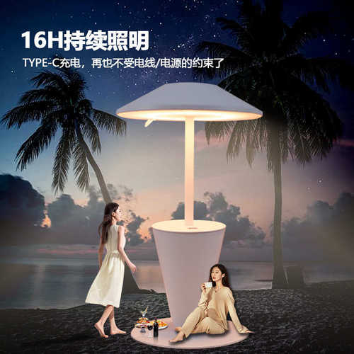 户外餐厅氛围装饰小蘑菇]酒吧充电店led夜北欧两用台灯灯创意
