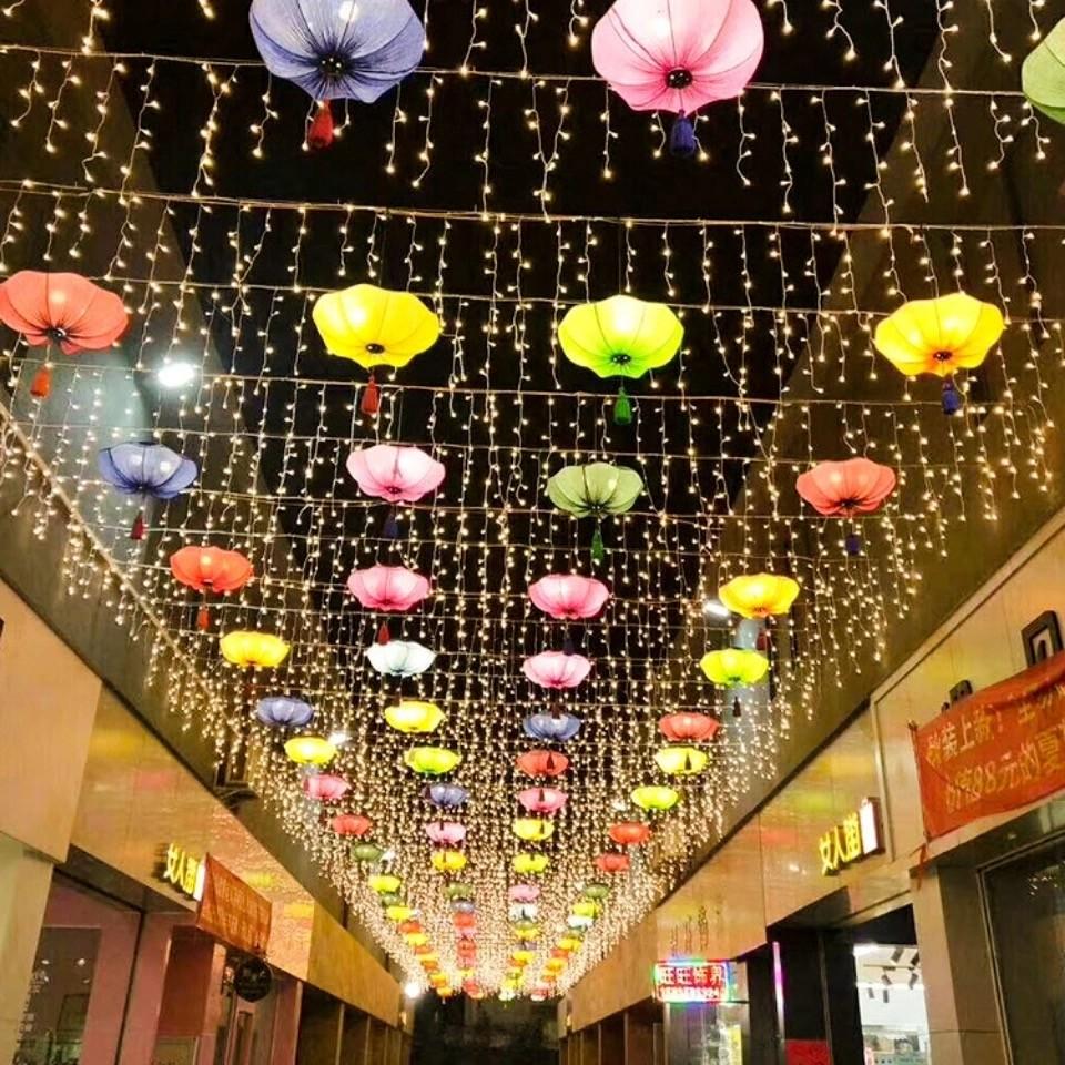 LED满天星瀑布灯窗帘灯串婚庆商场户外工程装饰亮化灯栏杆防雨