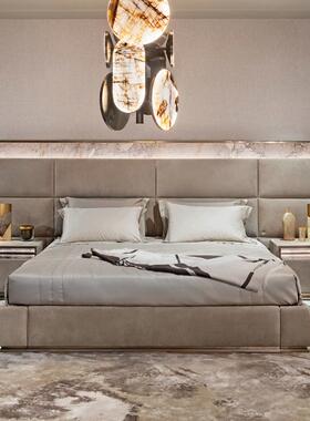 意式磨砂真皮床轻奢简约风家用大婚床visionnaire主卧双人宽屏床
