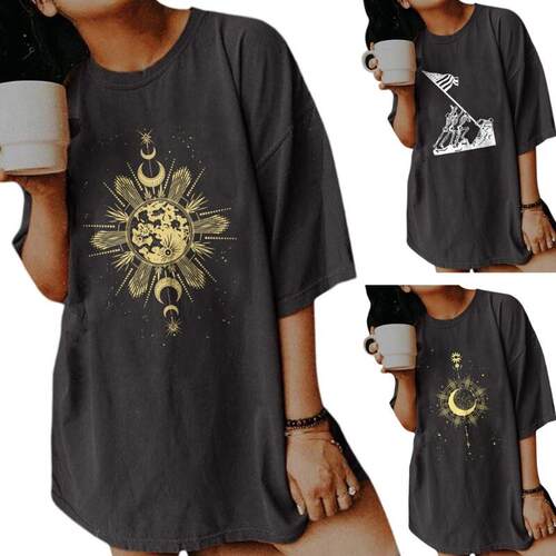 Round neck pattern printed short sleeves圆领图案印花短袖上衣