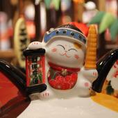乐喵福陶缘大号14寸存钱罐瓷前台品家居客厅装 饰猫发财猫86613
