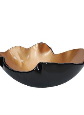 现代简约欧式轻奢果盘几何体双色摆件样板房售楼处软装饰品