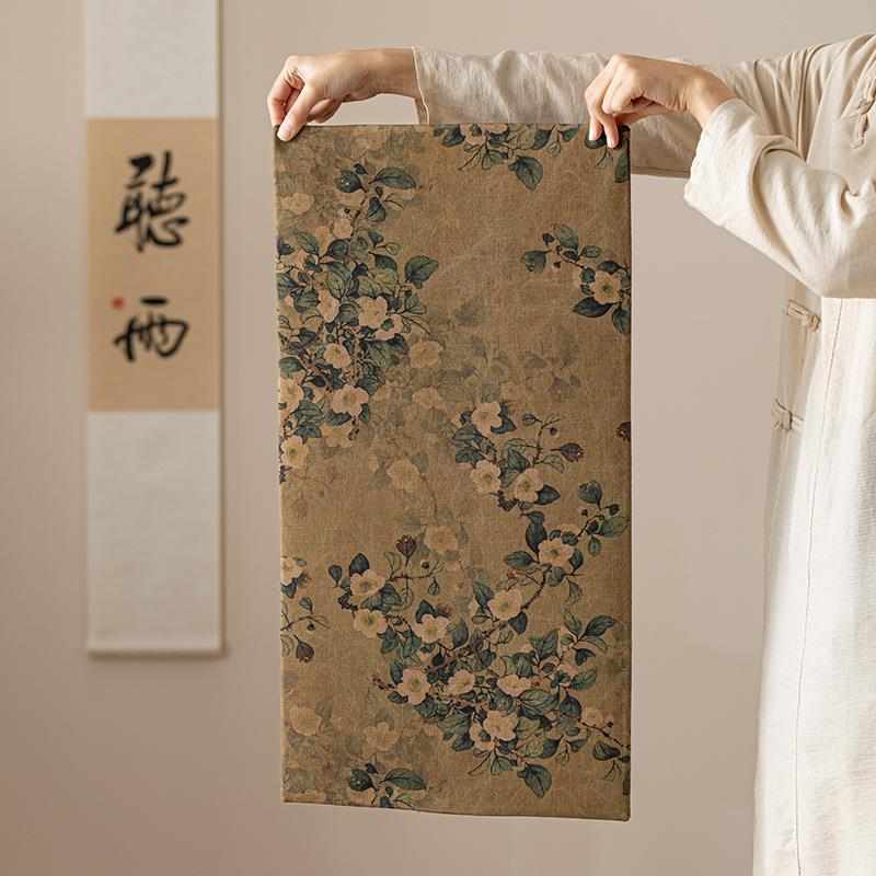 双面香云纱手工茶席家用国风隔热茶桌布新中式禅意干泡盘复古桌旗