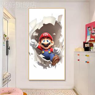 网红装画卡通马奥关饰画现代简约玄里客走廊过道壁童厅房艺术儿挂