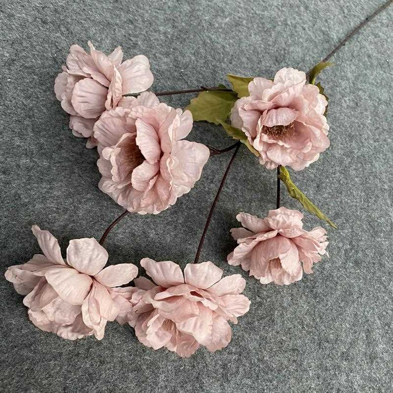 6头白茸牡丹仿真假花餐厅客厅干花花束摆饰花瓶装饰插花花艺