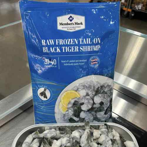 山姆超市代购生冷冻带尾黑虎虾大虾仁去壳去头去虾31-40只装908G