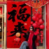 202新6年装 场景 饰品氛围红F9996M59布置网大挂布马年打卡拍照旦元