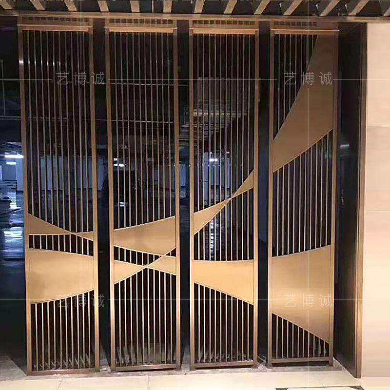 钢不玫瑰金锈拉丝镀铜百叶立体T六角菱形玄关酒店K1132BV屏风隔断