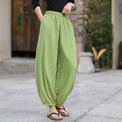 Cotton and linen women's home pants lantern pants travel