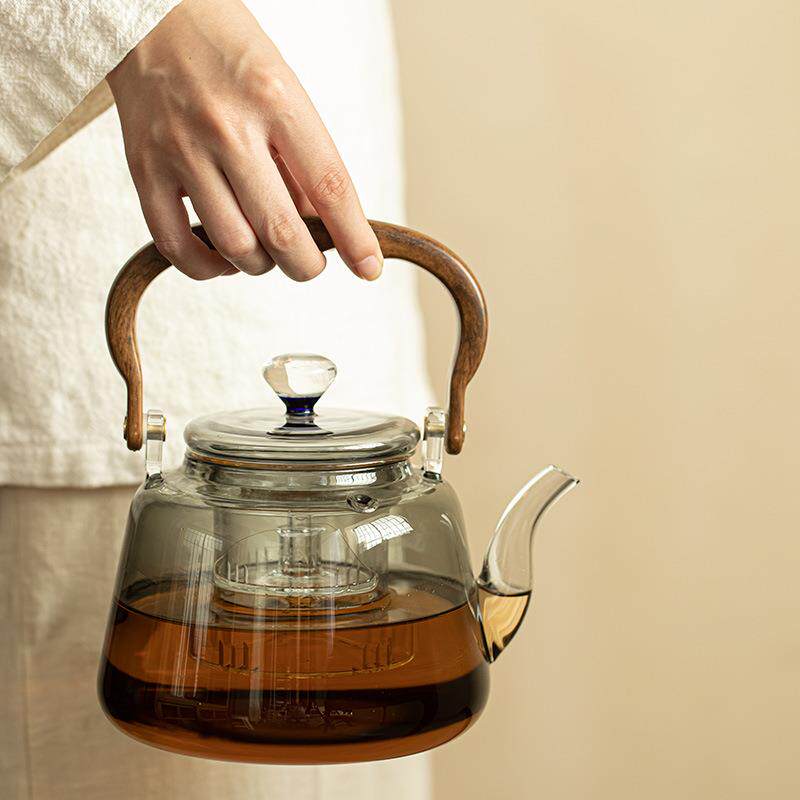 高硼硅玻璃如意茶壶烧水壶煮茶壶蒸煮双用带内胆可电陶炉泡茶壶