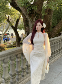 ido求婚裙新中式，连衣裙女春季清冷感复古改良旗袍白色长裙