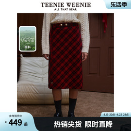 TeenieWeenie小熊春装优可丝格纹半裙中长裙时尚