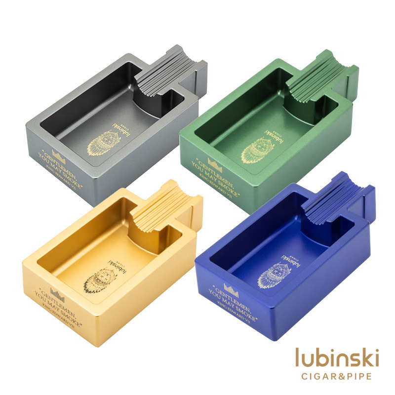 LUBINSKI雪茄烟灰缸锌合金电镀图案大容量便携单烟槽雪茄烟缸