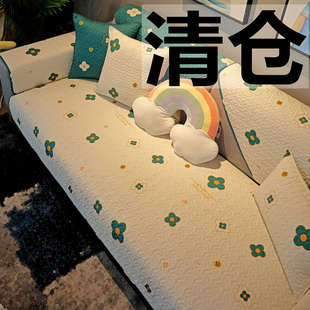 简约布艺现代组合实木坐垫子通用防滑冬季 全棉沙发垫四季 沙发套巾