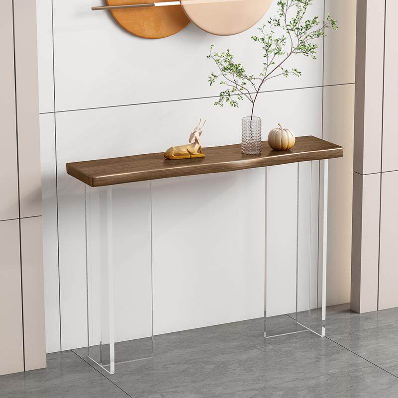 亚克力艺术玄关台入户实木玄关桌侘寂风端景台现代简约靠墙长条案