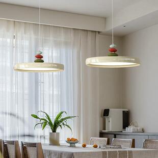 法式奶d风餐厅吊灯中古双油碟头飞le餐桌DPI灯护眼现代简约岛台灯