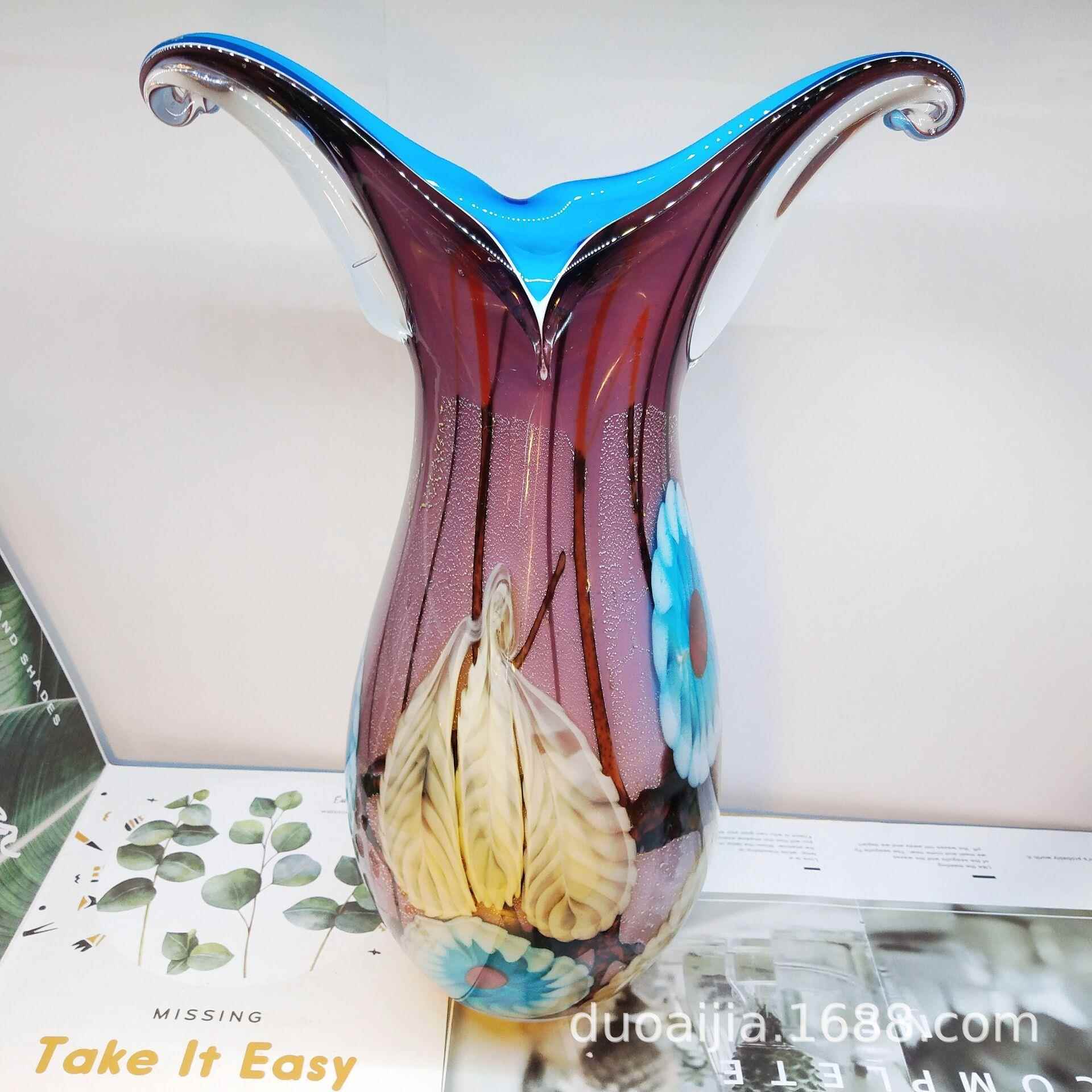 花瓶工艺品摆件品创意饰花瓶玻璃中1519新式摆件