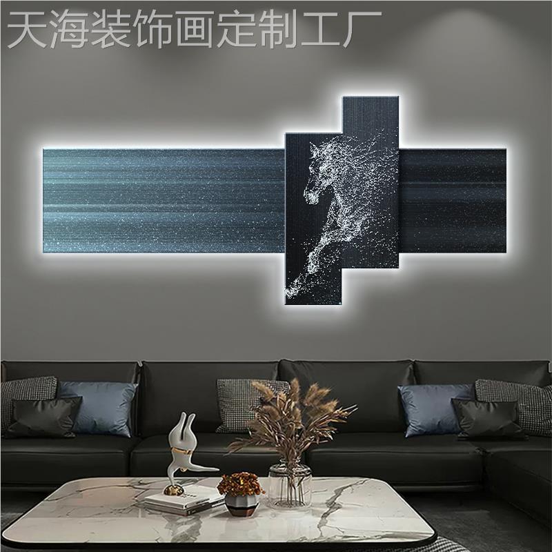 网红现代轻奢风客厅装气饰画马墙到成功高级感壁画高档大沙发背景图片